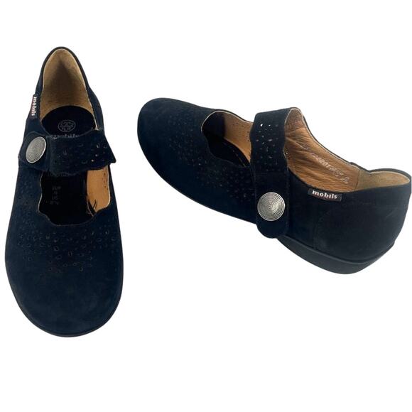 Mobil's Mephisto Mary Jane Orthopedic Nubuck Womens Shoes Sz 8.5 Black France - Picture 1 of 11